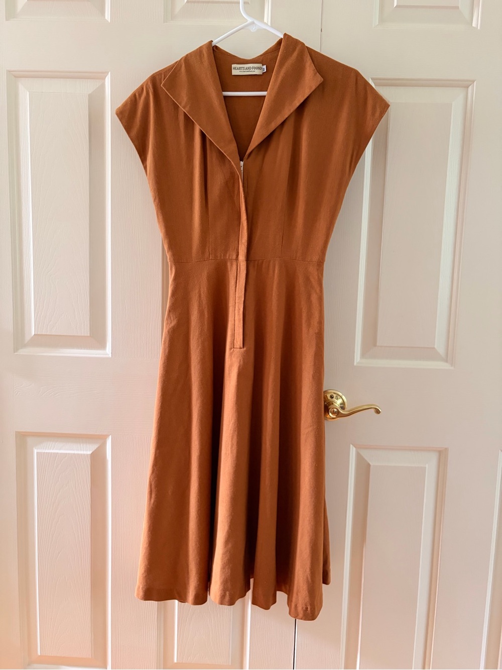Hearts and Found Rust Collared Midi Dress